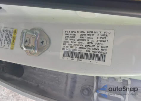 2013 Acura Tsx 2.4 из США, поврежденный, VIN JH4CU2F68DC013669